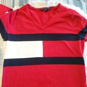 Tommy Hilfiger Ivy Logo V-Neck Cotton Sweater